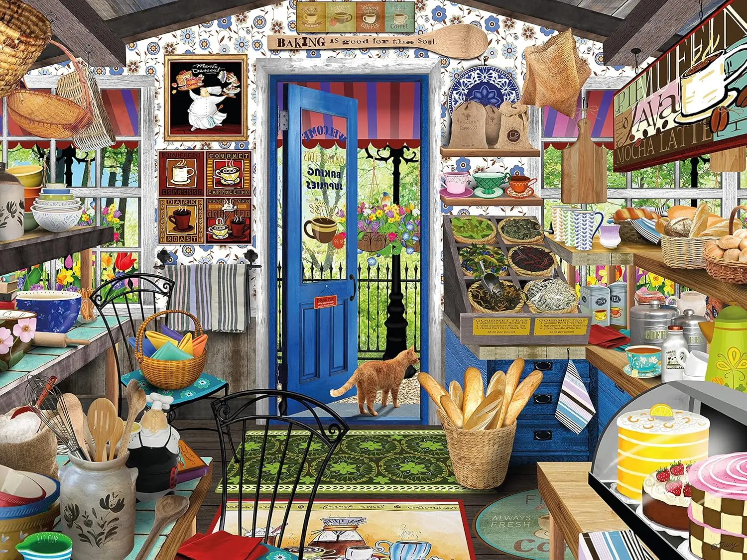Vintage Collectible Shop - Przytulna, klasyczna piekarnia - drewniane puzzle